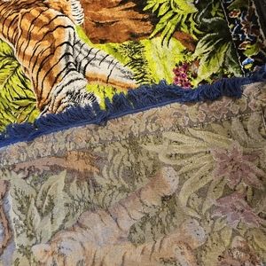 Vintage Silk Tapestry With Bengal Tigers